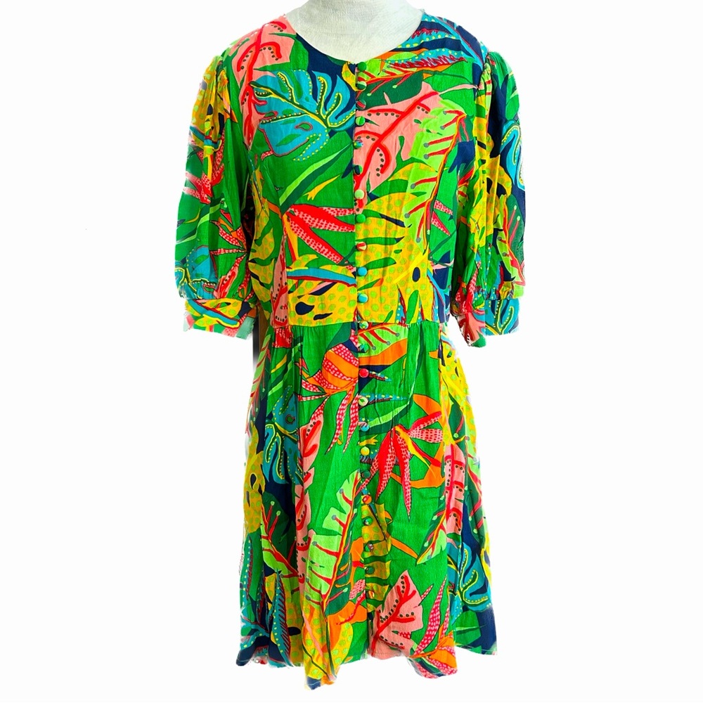 Karlie tropical palm dress, Med
